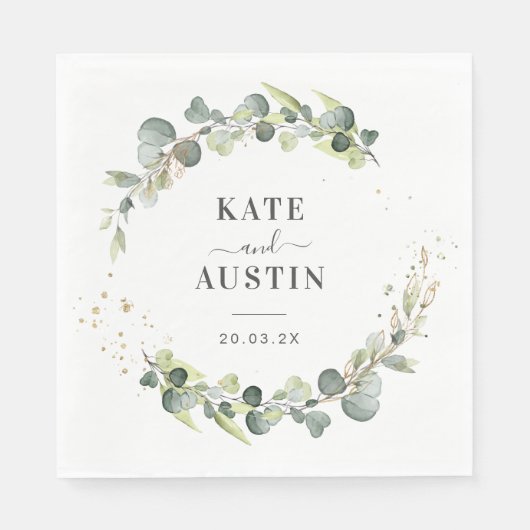 Serviette En Papier mariage de verdure eucalyptus (Devant)