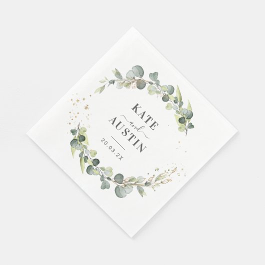 Serviette En Papier mariage de verdure eucalyptus (Coin)
