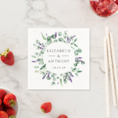 Serviette En Papier Mariage de verdure Eucalyptus Lavender (En situation)