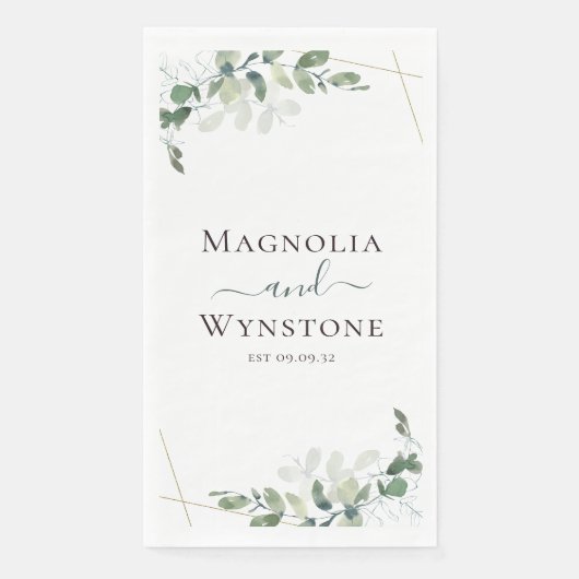 Serviette En Papier Mariage de verdure Eucalyptus personnalisé (Devant)