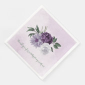 Serviette En Papier mariage de verdure fleurie violette et blanche (Coin)