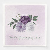 Serviette En Papier mariage de verdure fleurie violette et blanche (Devant)