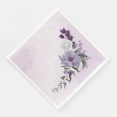 Serviette En Papier mariage de verdure fleurie violette et blanche (Coin)