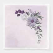 Serviette En Papier mariage de verdure fleurie violette et blanche (Devant)