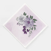 Serviette En Papier mariage de verdure fleurie violette et blanche (Coin)