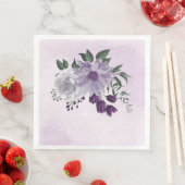 Serviette En Papier mariage de verdure fleurie violette et blanche (En situation)