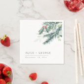 Serviette En Papier Mariage de verdure hivernale moderne (En situation)