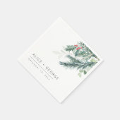 Serviette En Papier Mariage de verdure hivernale moderne (Coin)
