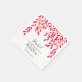 Serviette En Papier Mariage de vignes d'aquarelle rose chaud (Coin)