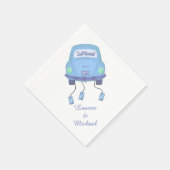 Serviette En Papier Mariage de voiture Lune de miel bleue (Coin)