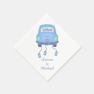 Serviette En Papier Mariage de voiture Lune de miel bleue