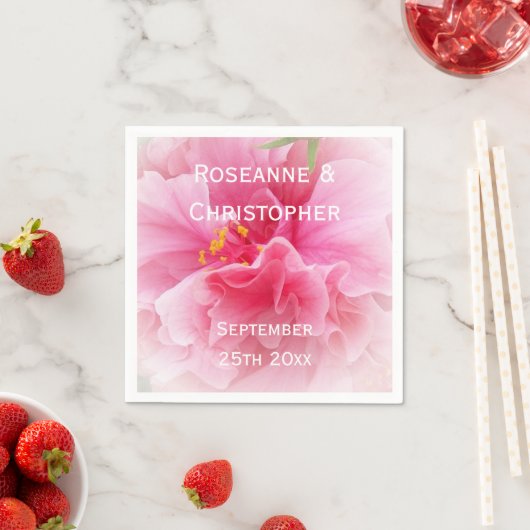 Serviette En Papier Mariage Décor Floral Rose (En situation)