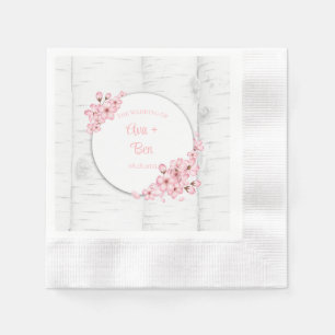 Serviette En Papier Mariage d'écorce cerise en fleurs