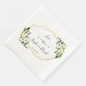 Serviette En Papier Mariage d'écriture moderne florale blanche (Coin)