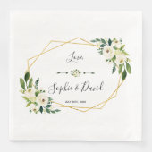 Serviette En Papier Mariage d'écriture moderne florale blanche (Devant)
