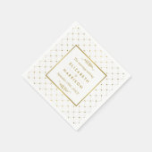 Serviette En Papier Mariage d'effet blanc et or moderne (Coin)