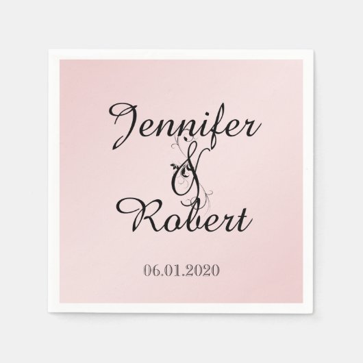 Serviette En Papier Mariage d'élégance rose pâle Napkin (Devant)