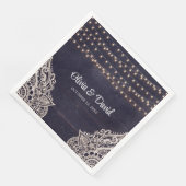 Serviette En Papier Mariage d'élégance rustique bleu nuit (Coin)