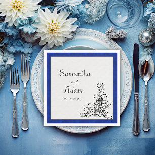 Serviette En Papier Mariage d'élégance velours bleu