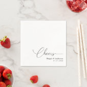 Serviette En Papier Mariage délicat avec queue de script monoline blan (En situation)
