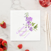Serviette En Papier Mariage delphinium violet aquarelle papier serviet (En situation)
