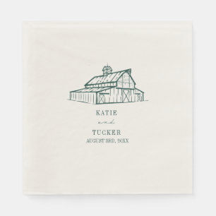 Serviette En Papier Mariage d'émeraude de la grange rustique