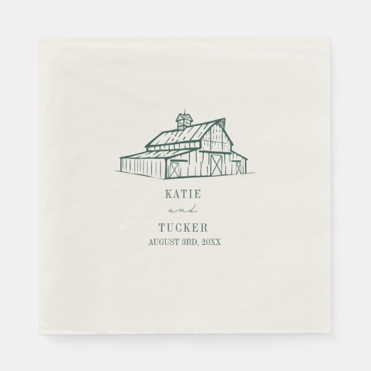 Serviette En Papier Mariage d'émeraude de la grange rustique (Devant)