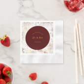 Serviette En Papier Mariage d'encre d'alcool Bourgogne et or (En situation)
