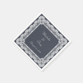 Serviette En Papier Mariage Dentelle Cadre bleu Denim (Coin)