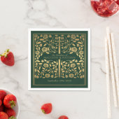Serviette En Papier Mariage d'épée d'or médiévale verte (En situation)