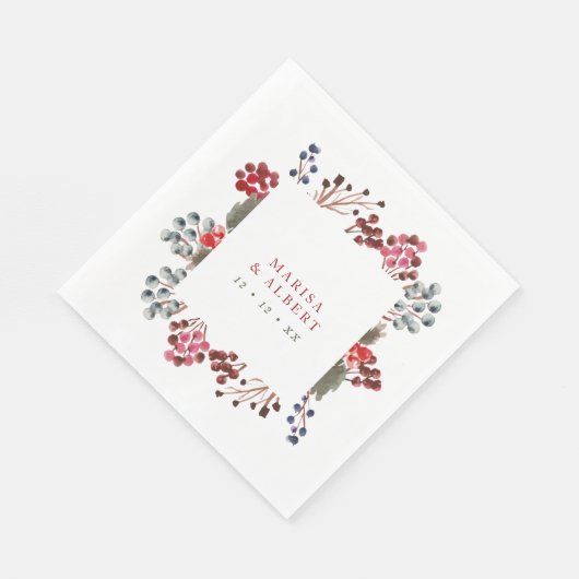 Serviette En Papier Mariage des baies d'hiver (Coin)
