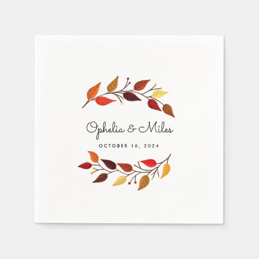 Serviette En Papier Mariage des branches d'automne (Devant)