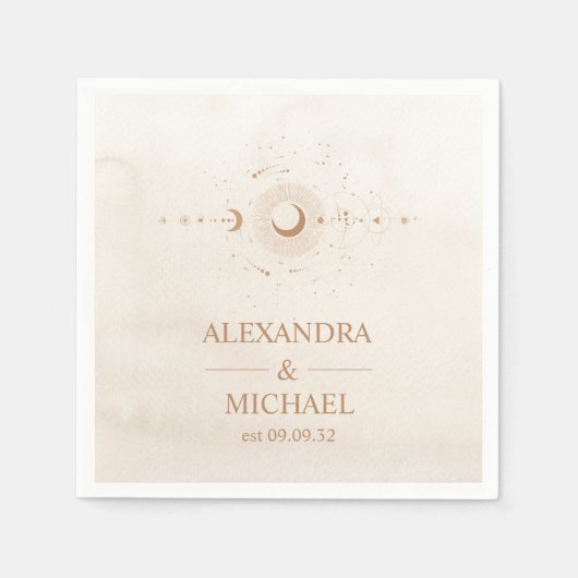 Serviette En Papier Mariage des étoiles célestes d'or mystique (Devant)