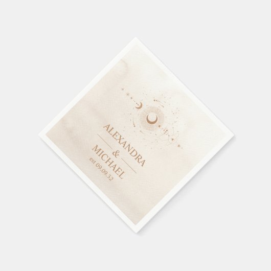 Serviette En Papier Mariage des étoiles célestes d'or mystique (Coin)