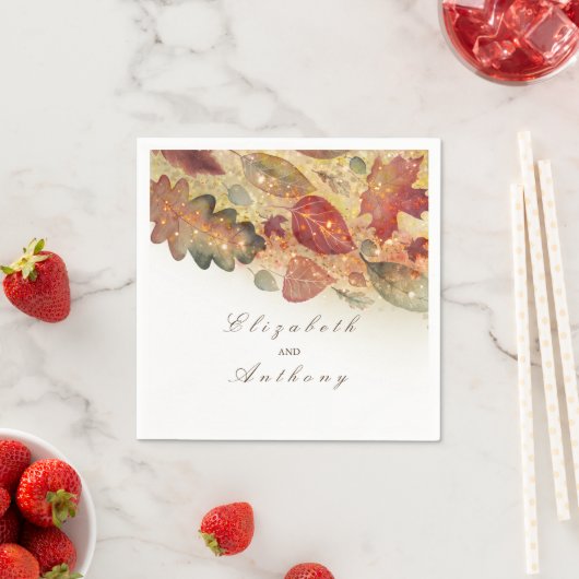 Serviette En Papier Mariage des feuilles automnales (En situation)