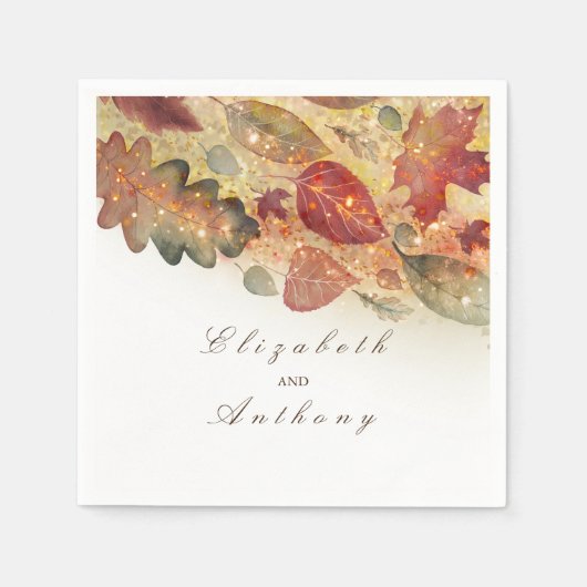 Serviette En Papier Mariage des feuilles automnales (Devant)