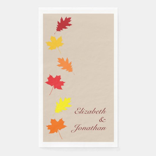 Serviette En Papier Mariage des feuilles automnales (Devant)