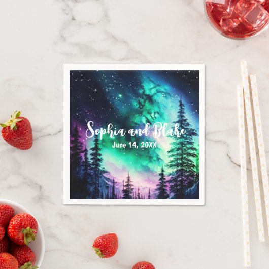 Serviette En Papier Mariage des feux célestes du Nord (En situation)