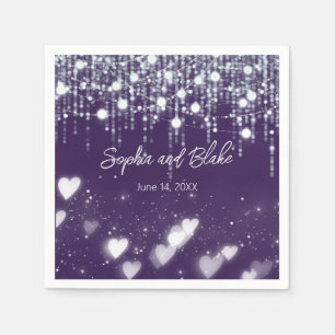 Serviette En Papier Mariage des lumières de pendaison violet foncé et 