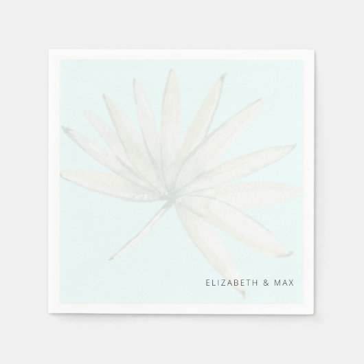 Serviette En Papier Mariage des noms de couples tropicaux bleu glace (Devant)