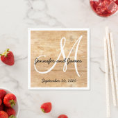 Serviette En Papier Mariage des noms de monogramme rustique bois (En situation)