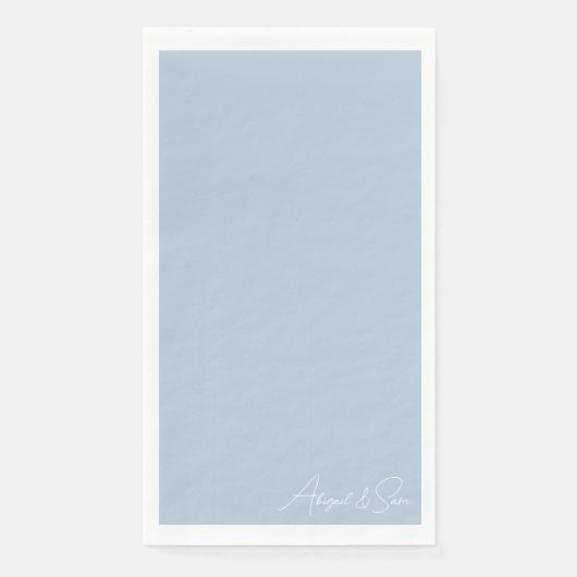 Serviette En Papier Mariage des noms de script bleu ciel (Devant)