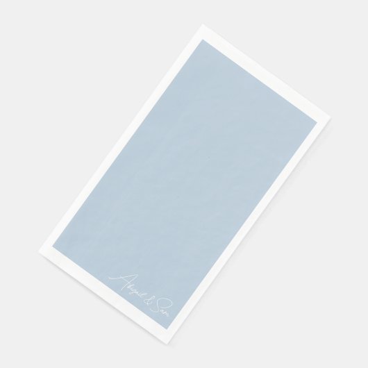 Serviette En Papier Mariage des noms de script bleu ciel (Coin)