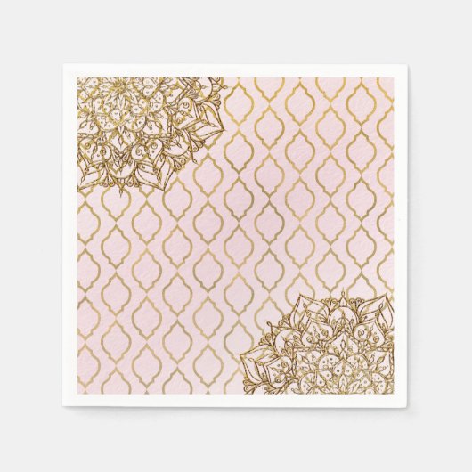 Serviette En Papier Mariage des nuits marocaines Rose & Or (Devant)