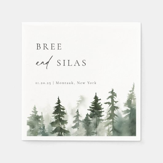 Serviette En Papier Mariage des pins sauvages (Devant)