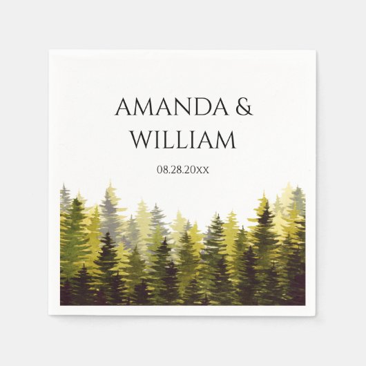 Serviette En Papier Mariage des pins verts (Devant)