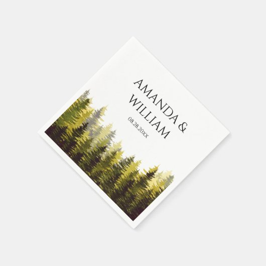 Serviette En Papier Mariage des pins verts (Coin)