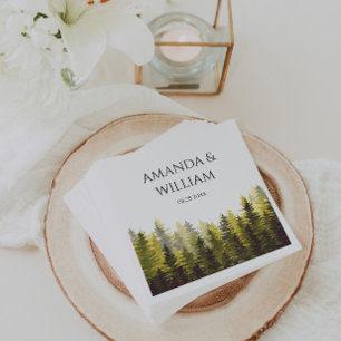 Serviette En Papier Mariage des pins verts