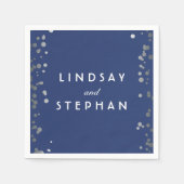 Serviette En Papier Mariage des points Confetti Marine et Argent (Devant)