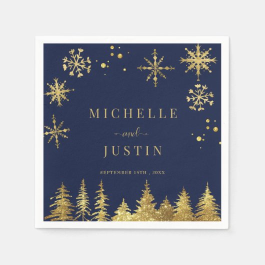 Serviette En Papier Mariage des sapins boisés de Noël (Devant)